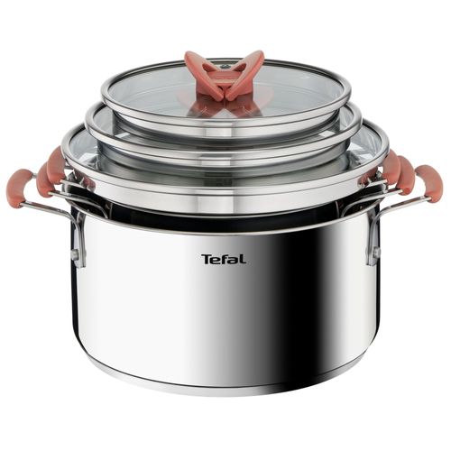 Tefal Opti'space Batterie De Cuisine 6 Pièces Faitouts 18/20/24 Cm + Couvercle G720s674
