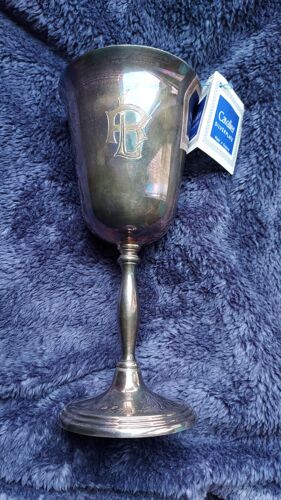 Gobelet En Étain Plaqué Argent. 18 Cm De Haut. 8.5 Cm De Diamètre. Fabriqué En Angleterre