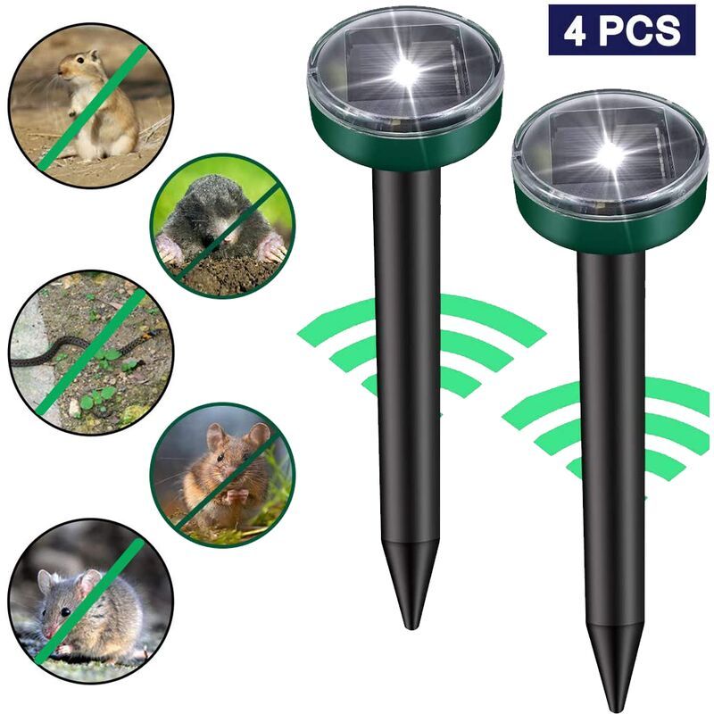 Répulsifs Solaires À Ultrasons Pour Souris Serpent Répulsifs Anti-Rongeurs Répulsifs Solaires Extérieurs 4pcs