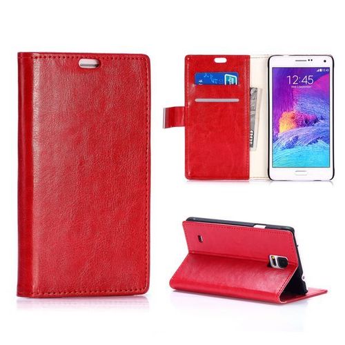 Housse A Rabat Samsung Galaxy Note 4 Rouge Red Retro Eco-Cuir (Pu)