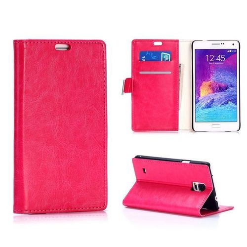 Housse A Rabat Samsung Galaxy Note 4 Rose Fushia Retro Eco-Cuir (Pu)