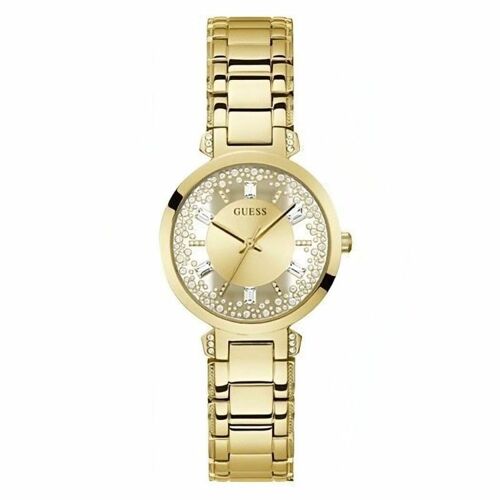 Guess Crystal Clear Montre Femme Acier Doré Et Strass Gw0470l2