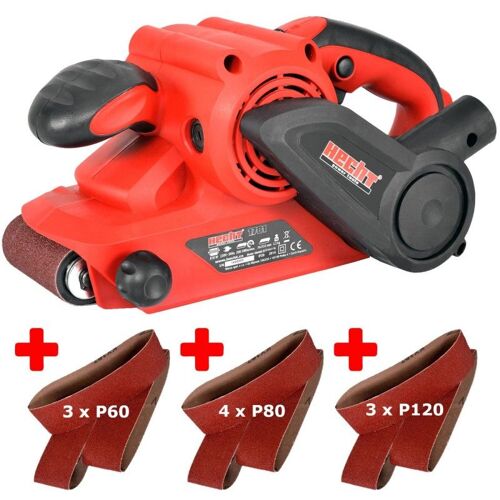 Hecht 1781 Ponceuse à bande rectifieuse 810W inclus 10 bandes abrasives et sac à poussière