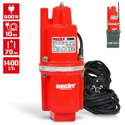 Hecht 3166 Pompe submersible pour eaux usées Pompe jardin Pompe à membrane 600W 1400 l/h