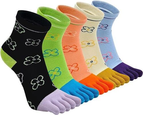 Chaussette À Doigts Femme5 Paires ?36-40? Chaussettes Orteils Séparés De Sport En Coton, Femme Chaussette Doigt De Pied, Doux Et Respirant
