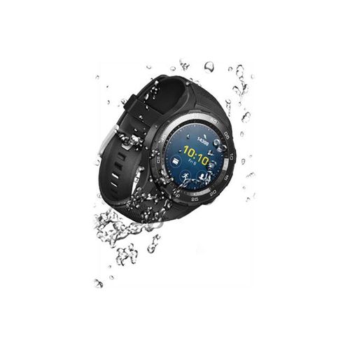 Huawei Watch 2 Sports - 45 mm - carbone noir - montre intelligente avec bracelet sport - caoutchouc - taille du poignet : 140-210 mm - affichage 1.2" - 4 Go - Wi-Fi, NFC, Bluetooth - 4G - 40 g