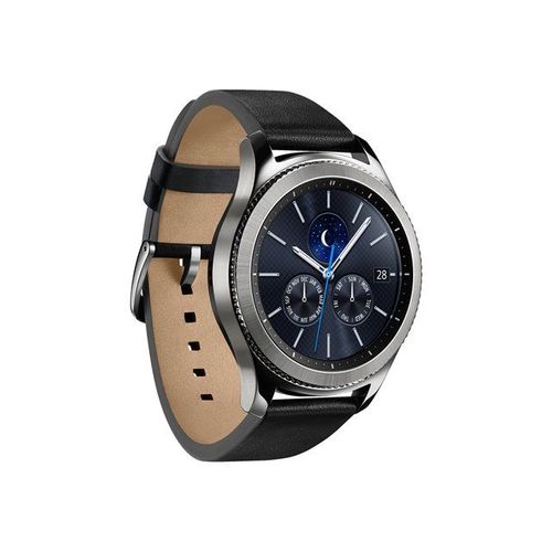 Samsung Gear S3 Classic - 46 mm - argent - montre connectée avec bracelet cuir noir - affichage 1.3" - 4 Go - Wi-Fi, NFC, Bluetooth - 57 g
