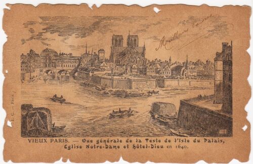 Collection Historique De La France - Vieux Paris - Vue Générale De La Teste De L'isle Du Palais, Église Notre-Dame Et Hôtel-Dieu En 1640 - Timbrée, Oblitérée Et Correspondance En 1905
