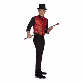 Gilet Avec Noeud Papillon Rouge Pour Homme (Taille M/L)