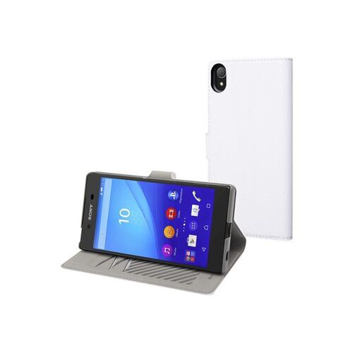 Muvit Mfx Slim S Folio - Étui À Rabat Pour Téléphone Portable - Polycarbonate, Imitation Cuir - Blanc - Pour Sony Xperia Z5