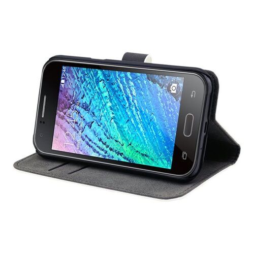 Muvit Slim S Folio - Étui à rabat pour téléphone portable - polyuréthane, polycarbonate - blanc - pour Samsung Galaxy J1
