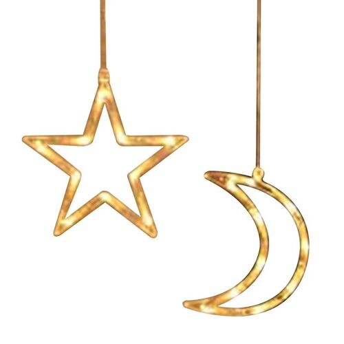 Rideau Lumineux Led Avec Étoiles Et Lune, 2.5m, Étanche, Pour L'extérieur, Chambre À Coucher, Décoration De Fête À Domicile, Atmosphère, Guirlande Lumineuse, Prise Ue