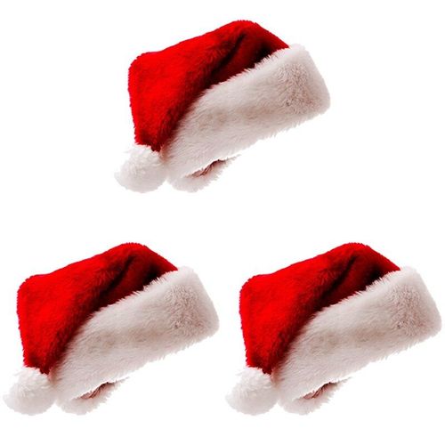 3x Santa Chapeau De Noël Chapeau De Noël Costume Habiller Peluche Épaisse Chapeau De Noël Adulte