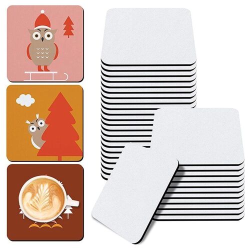Sous-Verres Blancs Par Sublimation, Lot De 30 Pièces, Pour Transfert À Chaud, Presse, Bricolage, Artisanat, Peinture, Accessoires De Sublimation