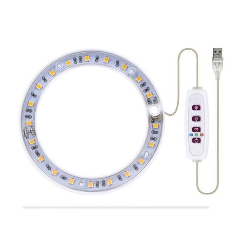 Lampe Led Horticole De Croissance Pour Plantes Succulentes, Éclairage Annulaire Pour Culture De Plantes À Fleurs, Usb, Spectre Complet