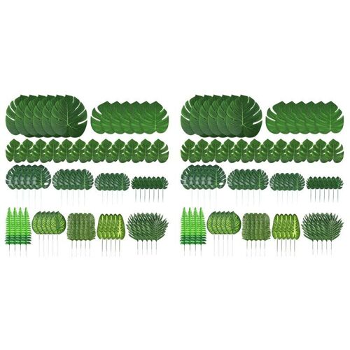 Feuilles de palmier artificielles avec tiges, 206 pièces, 12 sortes, décoration de fête