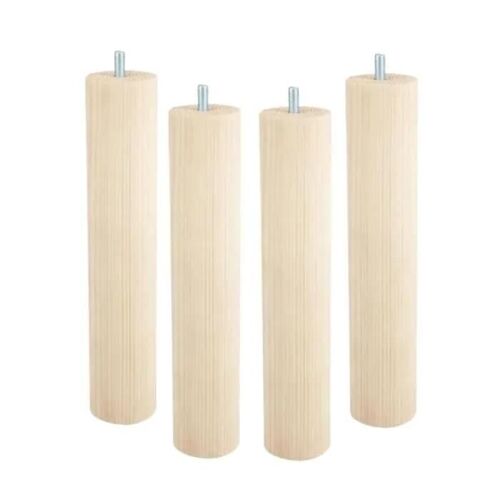 Pieds de lit cylindriques - CIME - M8 - Hêtre brut naturel - 250 mm - 50 mm - Lot de 4