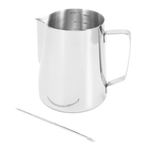 Pichet À Lait, Pichet À Café Portatif De 900ml Avec Marque De Mesure Et Stylo D'art Latte, Pichet À Lait