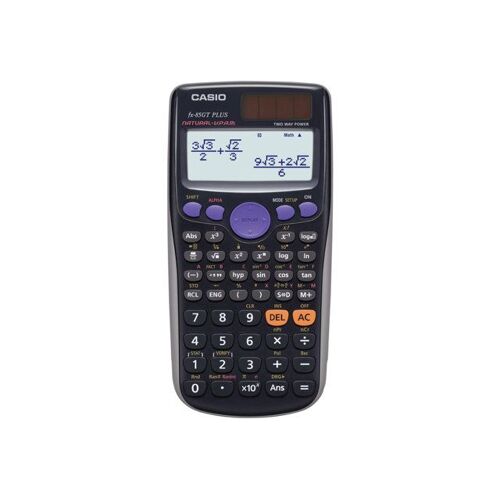 Casio fx-85GT Plus - Calculatrice scientifique - 10 chiffres + 2 exposants - panneau solaire, pile