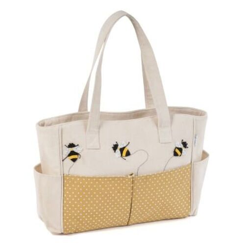 Sac de rangement multi-poches motif Abeille - 13x34.5x29cm - Distifil Ecru
