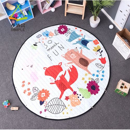 Multi-Fonction Pliable Tapis De Jeux Sac De Rangement Pour Bébé Enfant Tout-Petit Motif Cartoon Coloré (Renards)