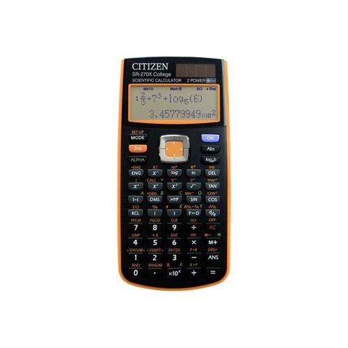 Citizen SR-270X College - Calculatrice scientifique - 10 chiffres + 2 exposants - panneau solaire, pile - noir, orange