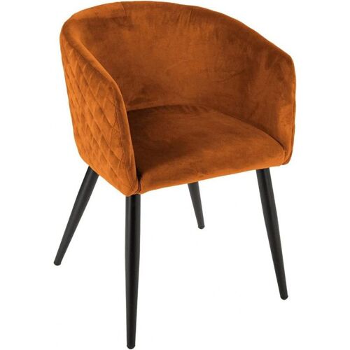 Fauteuil En Velours Et Métal - Terracotta - L 76 X P 55 X H 55 Cm