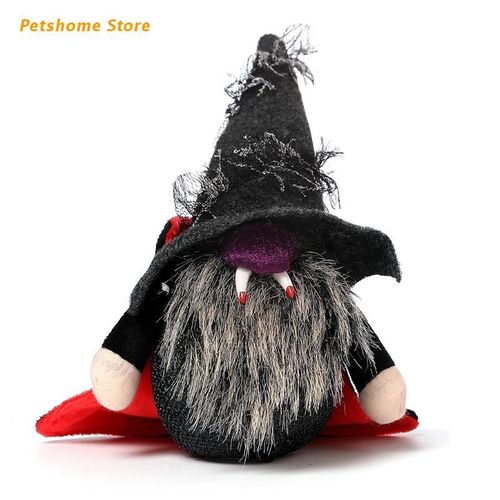 Gnomes En Peluche Pour Halloween, Nains, Décorations De Noël Avec Lumières, En Peluche, Accessoire De Vacances, Sorcière Noire Avec Cape À Barbe
