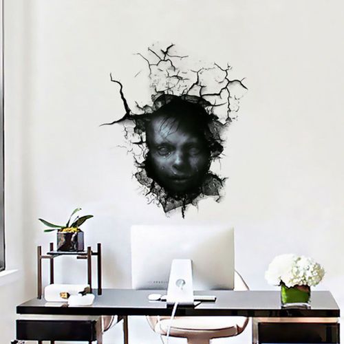 Autocollant Mural 3d, 1 Pièce, Mur Brisé, Fantôme Maléfique, Pour Fête À La Maison Hantée