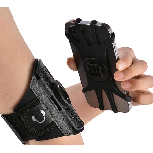 Brassard De Course Pour Iphone 16 15 14 13 12 Pro Max Plus,Compatible Avec Tous Les Smartphones De 4 À 6,7 Pouces,Avec Porte-Clé (Noir Amovible Et Rotatif)