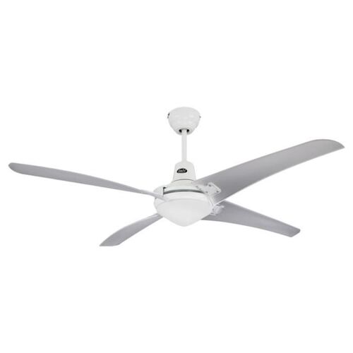 Ventilateur de plafond, Mirage WE-TR, moderne industriel 142 Cm, laqué blanc, pales translucides, télécommande, CASAFAN
