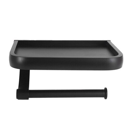 Porte-rouleau de papier toilette noir avec étagère, support mural, accessoire de salle de bains, pour papier hygiénique, tablette pour téléphone