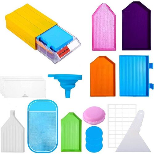 17 Pièces D'outils Et Accessoires De Peinture Diamant 5d, Tiroirs Artisanaux Empilables, Plateaux, Outils De Fixation Pour Adultes Et Enfants