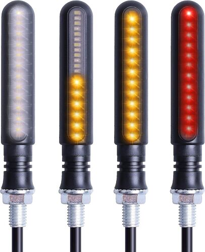 4pcs Indicateurs De Moto Couleurs Clignotants Lumières Moto Indicateurs De Tournage Feux De Jour Lumières De Frein 12v Pour Moto Moto Scooter Quad Cruiser Off Version Sur Route-Upgraded