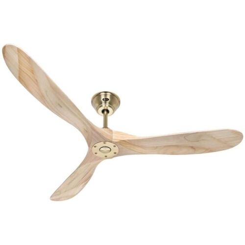 Casafan Ventilateur de plafond Eco Véritable / 152 cm / Moteur Laiton Poli DC Basse consommation / 6 vitesses / Lames Bois