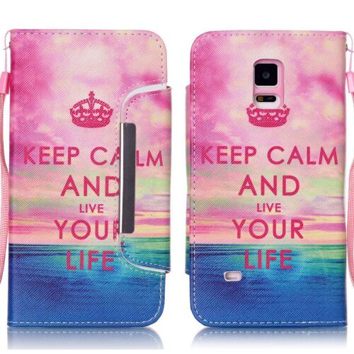 Etui Coque 2 En 1 Samsung Galaxy Note 4 Keep Calm & Live Your Life Eco-Cuir (Pu)