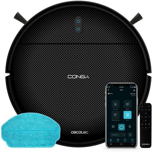 Robot Aspirateur Conga 999 Origine Genesis. Navigation Réactive, 1000 Pa, 2 Brosses Latérales, Autonomie 120 Minutes, 6 Programmes, Contrôle avec APP et Télécommande