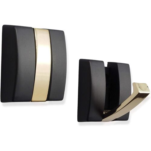 Crochets muraux pliables Hideaway - (noir/doré, lot de 2) Space Aluminium Heavy Duty Wall Hooks - Crochets rétractables pour suspendre manteau, écharpe, chapeau, sac, serviette, clé, tasse