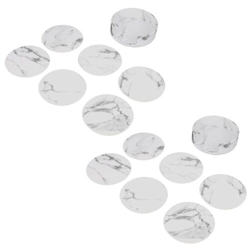 Sous-Verres En Cuir Pu Marbré, 12 Pièces, Rond Thermo-Isolant, Napperon De Table, Dessous De Verre Pour Boisson, Tapis De Tasse, Décoration De Table Pour La Maison