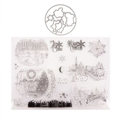 Sceau De Noël Et Nouvel An Avec Matrices De Découpe, Pochoir, Gaufrage De Scrapbooking, Bricolage