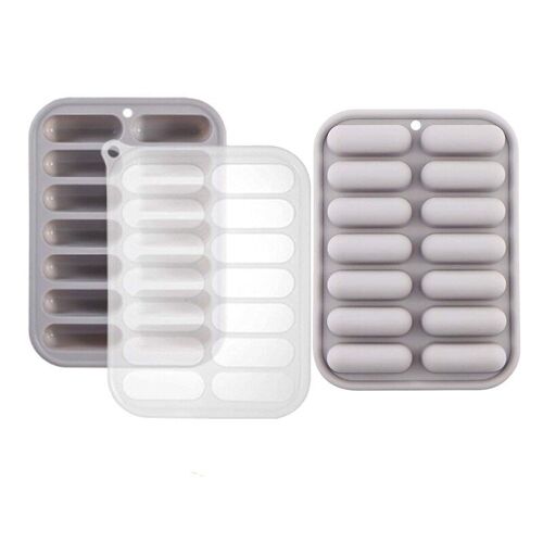 Barres De Granola À 14 Cavités, Moule En Silicone Pour Céréales, Saucisses, Chocolat, Bonbons, Beurre, Eclair, Gris, 2 Pièces