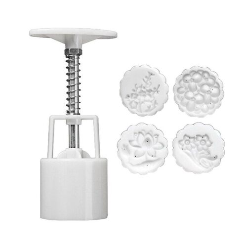 Moule À Gâteau De Lune En Baril Avec 4 Timbres À Fleurs, Emporte-Pièce Pour Pâtisserie Aux Haricots Verts, 75g