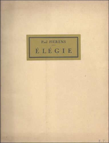 Elegie. By Paul Fierens, 1942