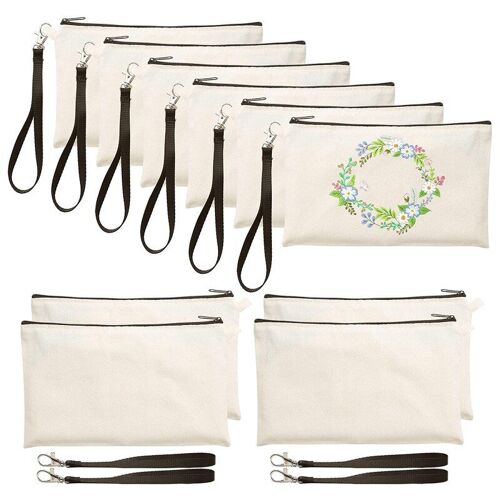 Sac De Sublimation Avec Lanière À Fermeture Éclair, Sacs De Transfert De Chaleur Pour Trousse De Maquillage À Faire Soi-Même, 15 Pièces