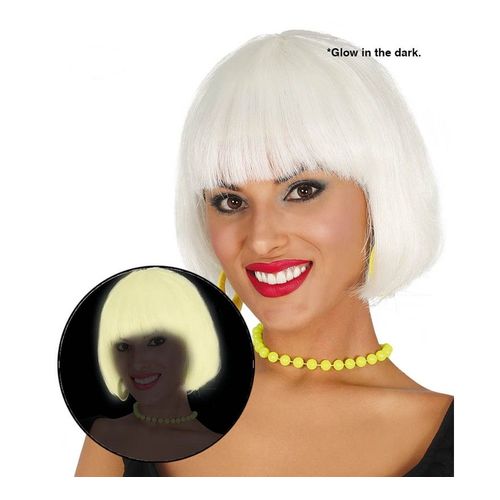 Perruque Blanches Qui Brille La Nuit (Taille Unique Adulte)
