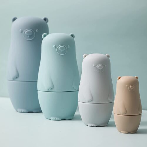Matriochka En Silicone Poupées Russes Empiler Des Jouets Gigognes Ours Fait Pour Le Souvenir Des Vacances De Noël Cadeau(Bleu)