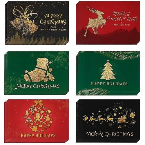 24 cartes de joyeux Noël, cartes de Noël avec enveloppes et autocollants, cartes de joyeux Noël en vacances, cartes-cadeaux de Noël