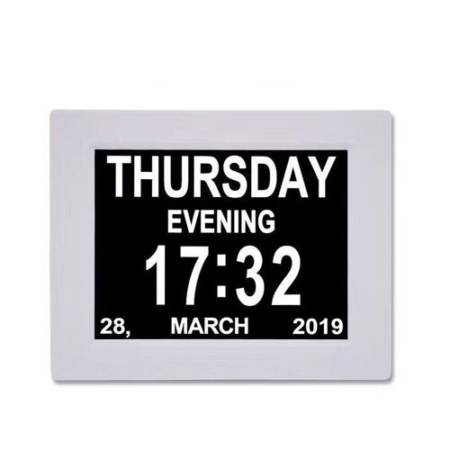 Digital Calendar Dementia Day Clock - with 8" Large Screen Display, for Aged Seniors, The Elderly, Impaired Vision People,