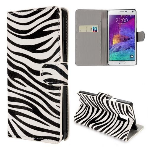 Etui Folio A Rabat Samsung Galaxy Note 4 Black Zebra Eco-Cuir (Pu)