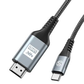 TIANYI-Câble USB C vers HDMI 4K 6M, Cable USB Type-C vers HDMI Thunderbolt 3/4 Compatible avec iPhone 16 15 Pro Max Galaxy S25 S24 S23 S22 S21 MacBook Pro/Air iPad Pro/Air Huawei, iMac,Dell XPS, Surf